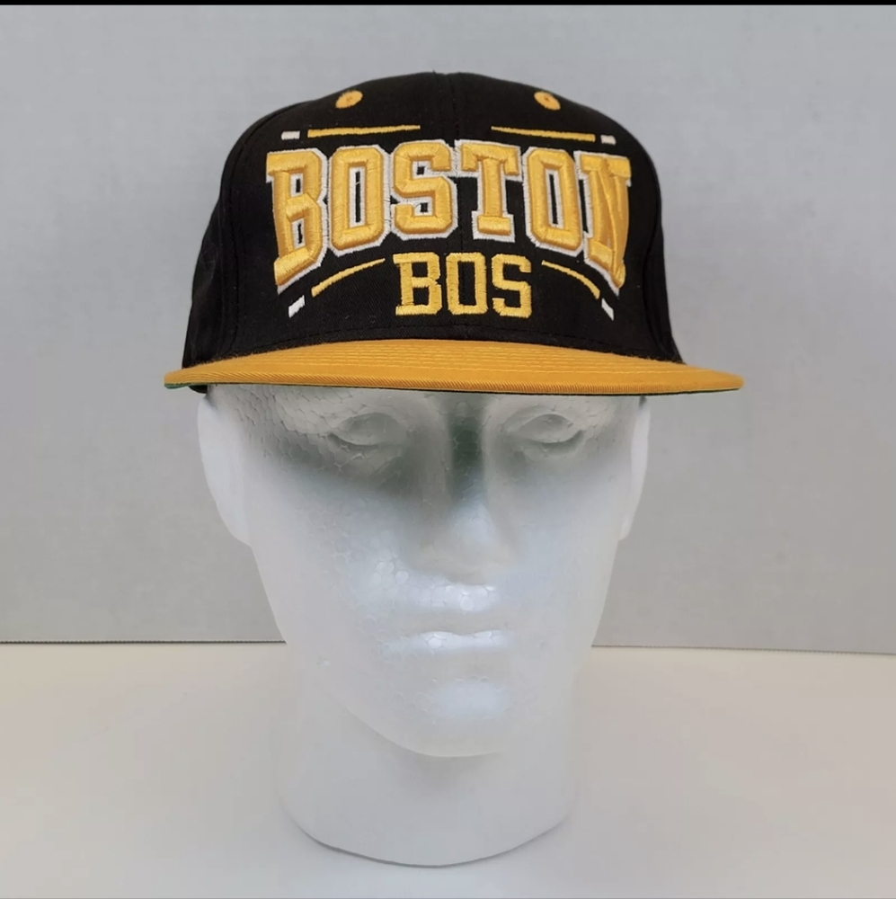 Boston Bruins Snapback Hat KB Ethos Black with Yellow Brim NHL Official